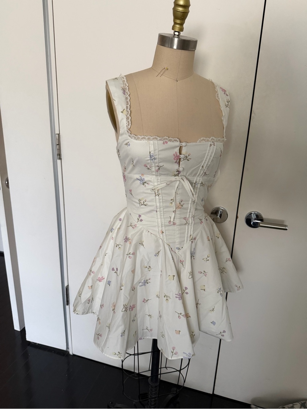 Babyboo Floral Ivory Corset Mini Dress